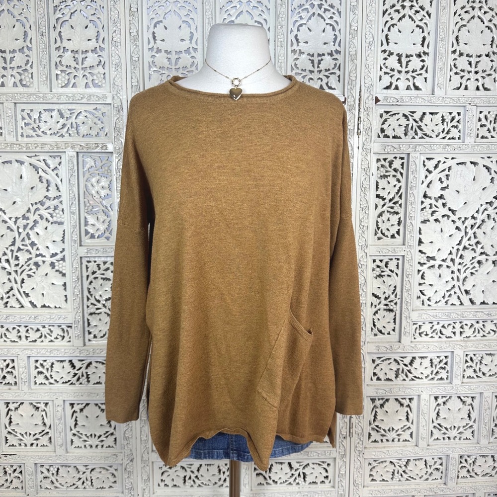 Altar'd State Brown Boho Flowy Oversized High Low Long Sleeve Sweater‎ Sz M/L